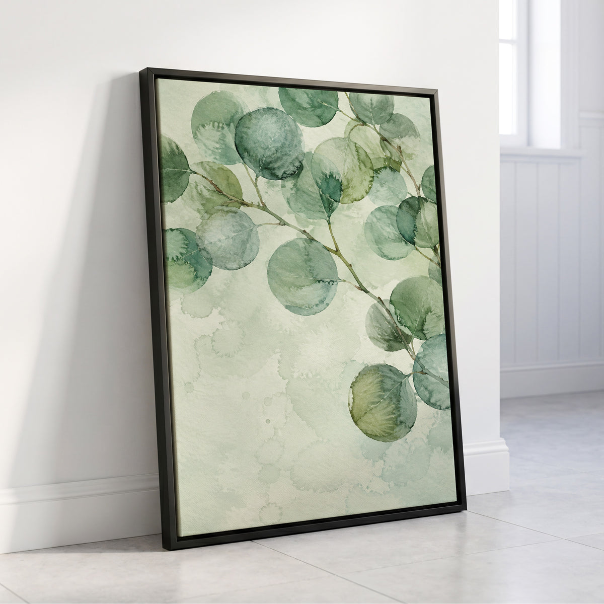 Silverleaf Drift, green, blue, brown nature wall art displayed in a styled interior, gallery view 8