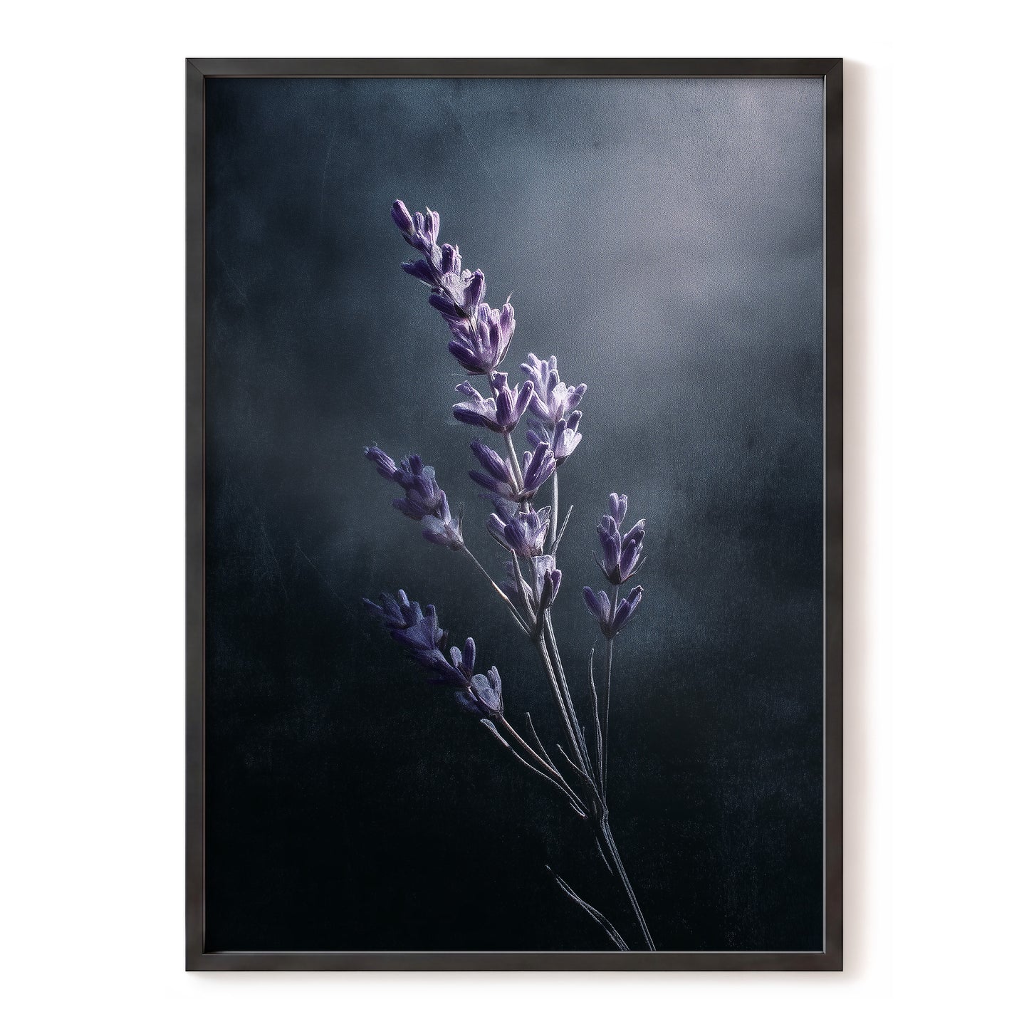 Silverlit Lavender, black, gray, blue floral wall art, front artwork view