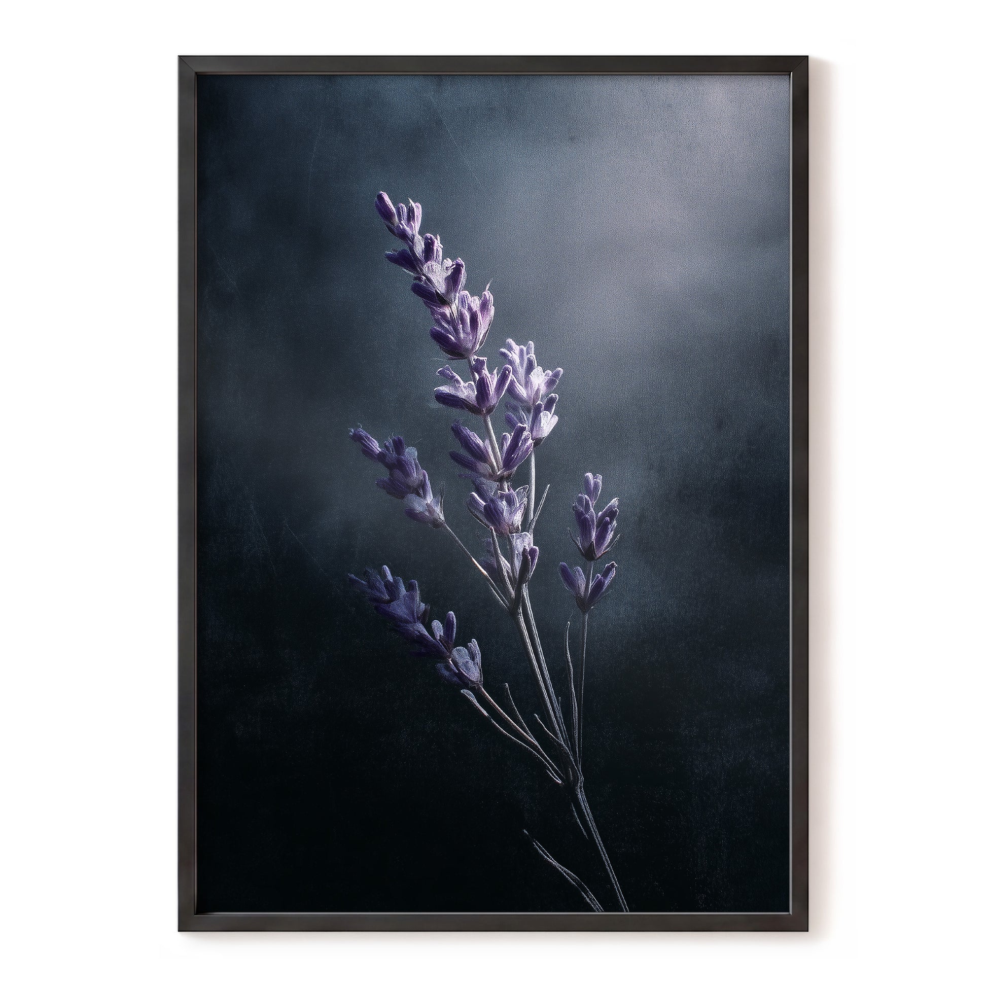Silverlit Lavender, black, gray, blue floral wall art, front artwork view