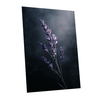 Silverlit Lavender, black, gray, blue floral wall art shown as a unframed poster wall art print