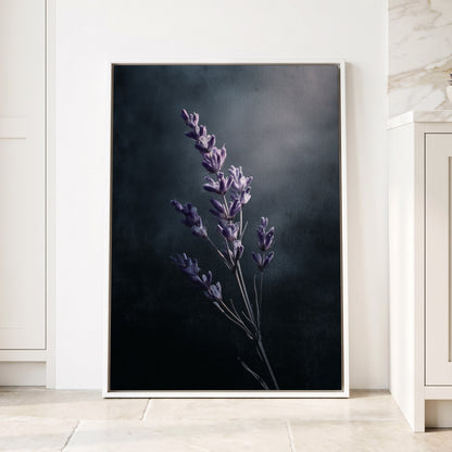Silverlit Lavender, black, gray, blue floral wall art displayed in a styled interior, gallery view 4