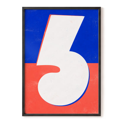Six in Signal Colours, white, blue, red minimalist wall art, front artwork view