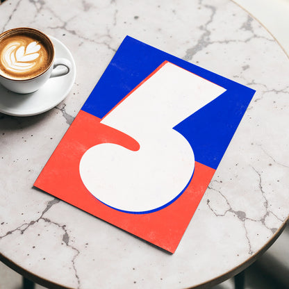 Six in Signal Colours, white, blue, red minimalist wall art displayed in a styled interior, gallery view 4
