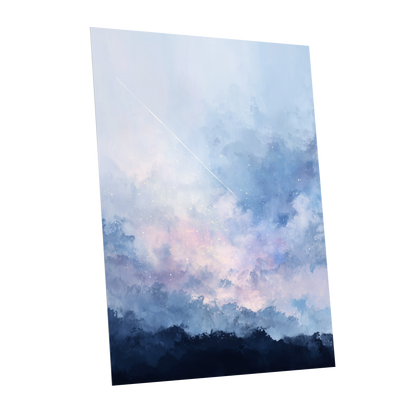 Skyborne Whisper, blue, white, pink abstract wall art shown as a unframed poster wall art print