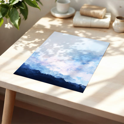 Skyborne Whisper, blue, white, pink abstract wall art displayed in a styled interior, gallery view 5