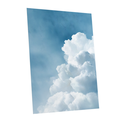 Skyward Billows, blue, white, gray nature wall art shown as a unframed poster wall art print