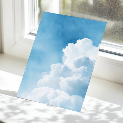 Skyward Billows, blue, white, gray nature wall art displayed in a styled interior, gallery view 5