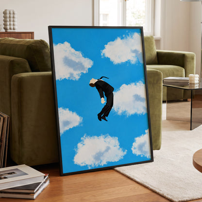 Skyward Drift, blue, white, black minimalist wall art displayed in a styled interior, gallery view 6
