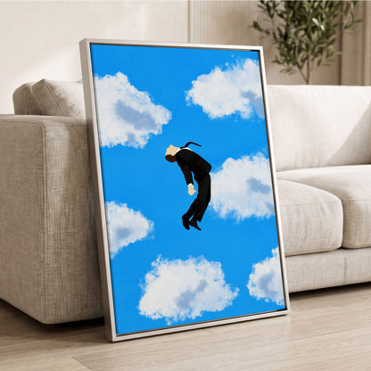 Skyward Drift, blue, white, black minimalist wall art displayed in a styled interior, gallery view 8