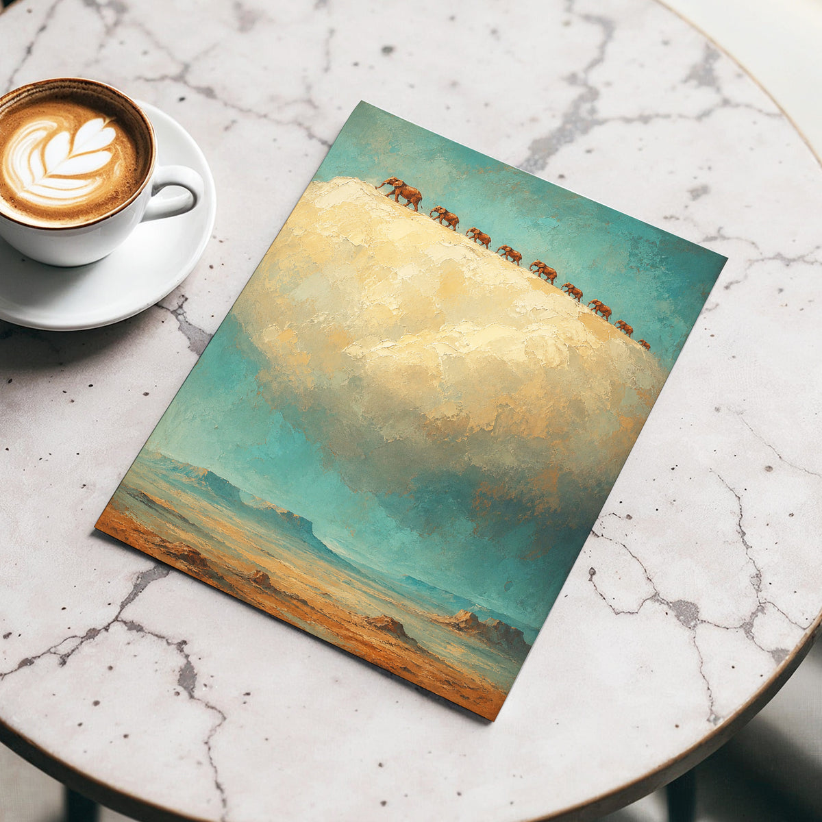 Skyward Procession, blue, beige, brown nature wall art displayed in a styled interior, gallery view 4