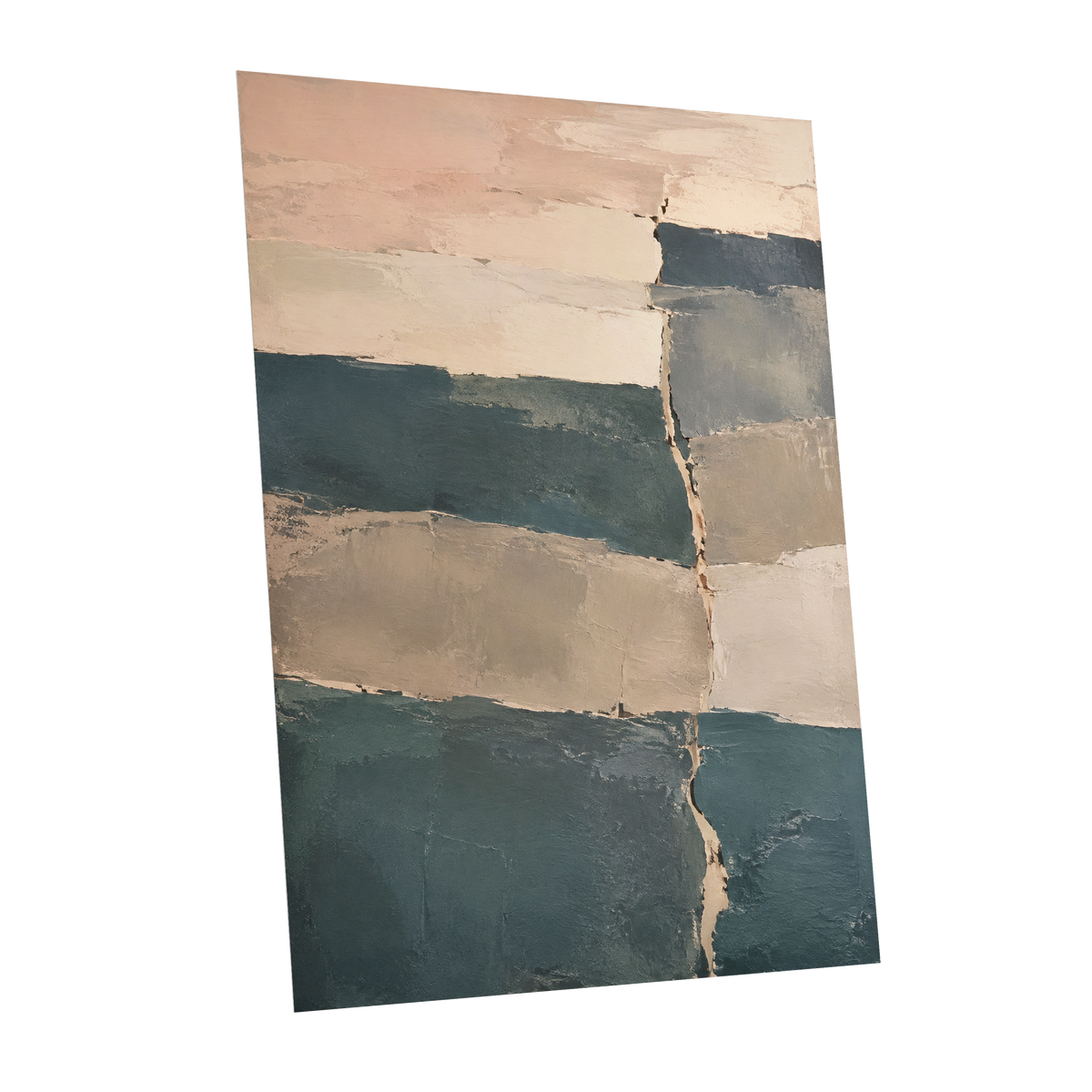 Slate Blush Strata, blue, beige, gray abstract wall art shown as a unframed poster wall art print