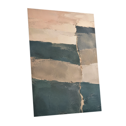 Slate Blush Strata, blue, beige, gray abstract wall art shown as a unframed poster wall art print