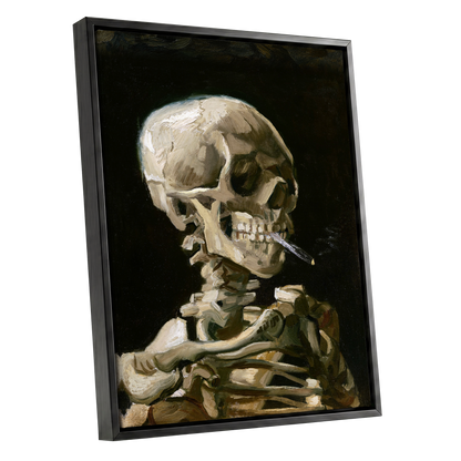 Smoke and Bone, black, beige, brown abstract wall art shown as a black framed canvas wall art