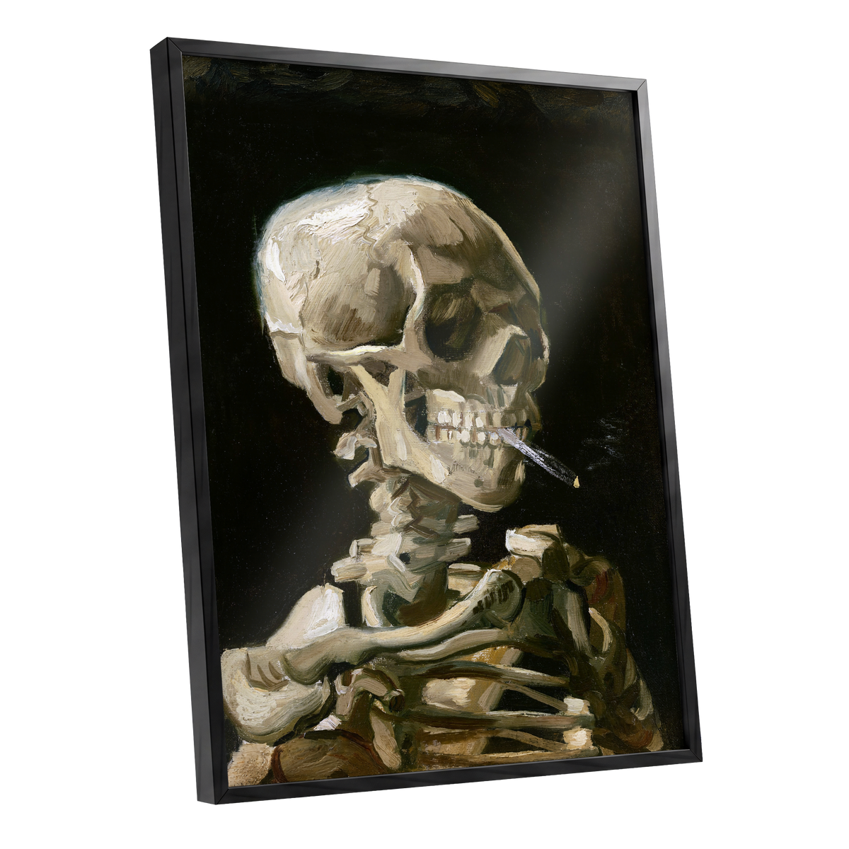 Smoke and Bone, black, beige, brown abstract wall art shown as a black framed poster wall art print