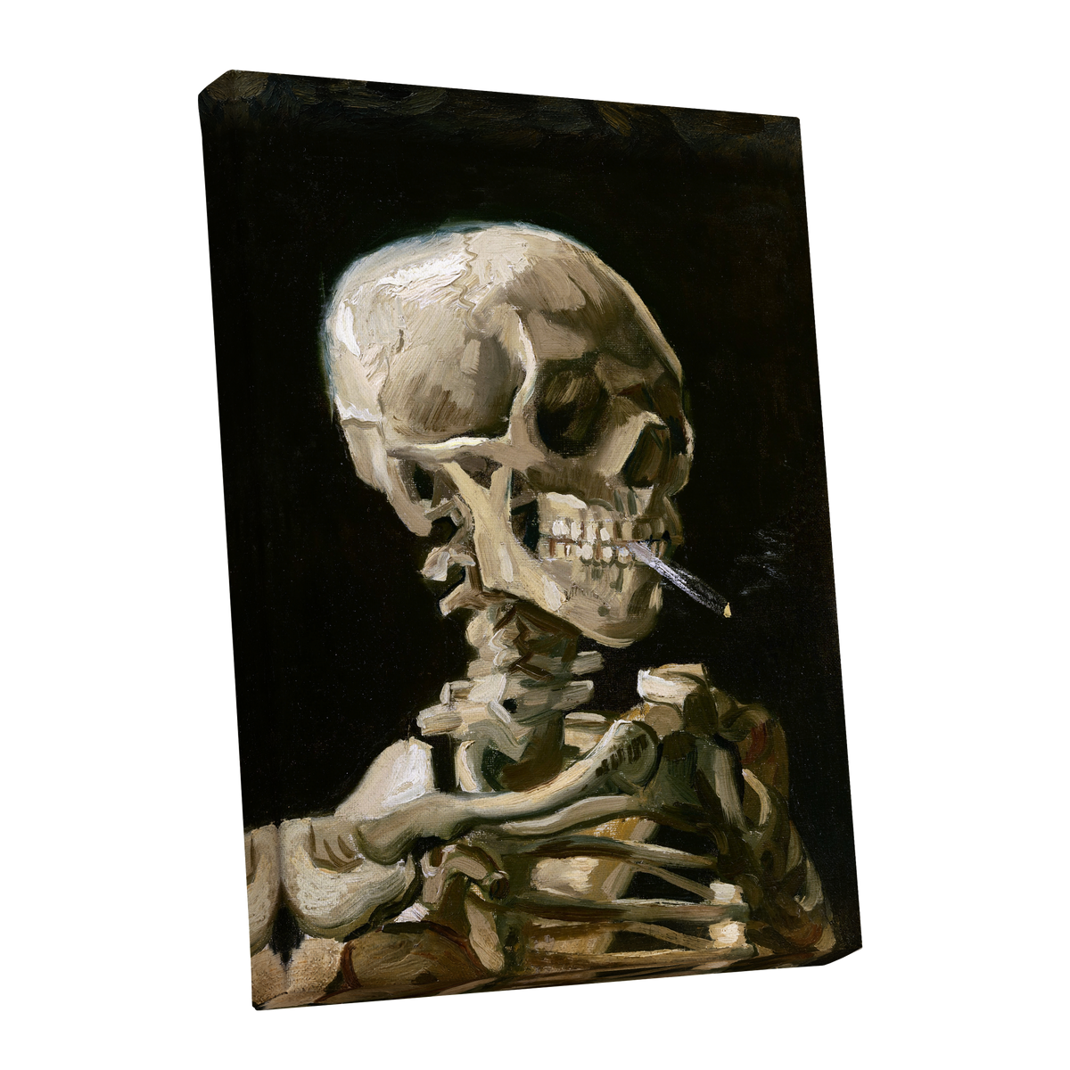 Smoke and Bone, black, beige, brown abstract wall art shown as a stretched canvas wall art