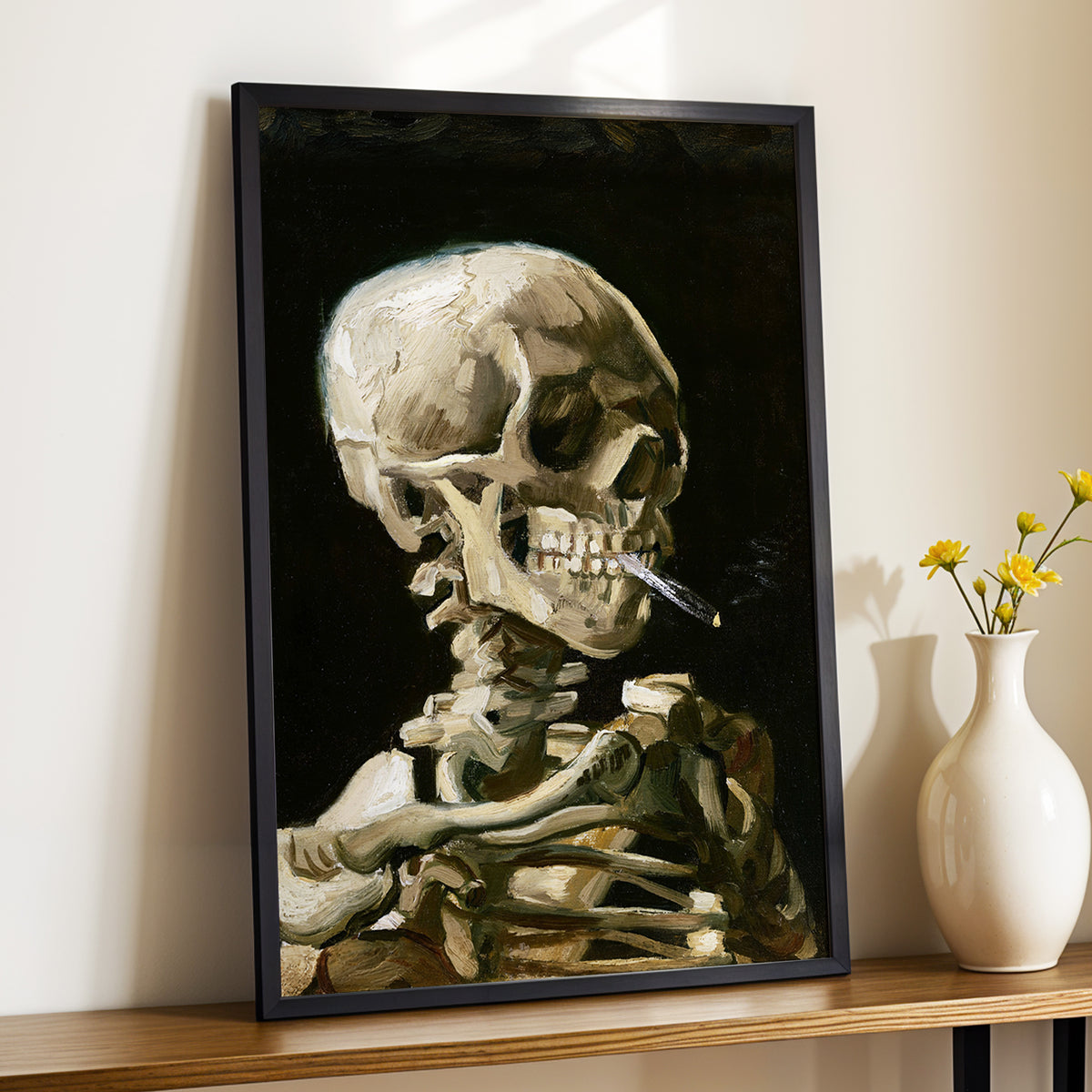 Smoke and Bone, black, beige, brown abstract wall art displayed in a styled interior, gallery view 2
