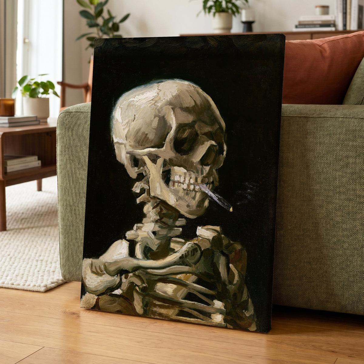 Smoke and Bone, black, beige, brown abstract wall art displayed in a styled interior, gallery view 7