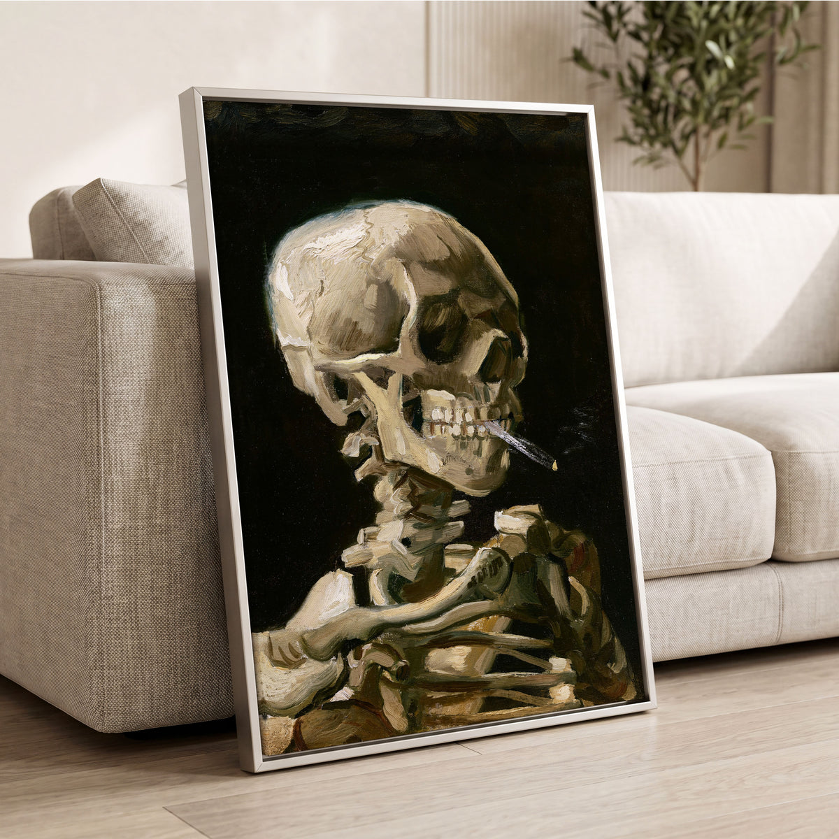 Smoke and Bone, black, beige, brown abstract wall art displayed in a styled interior, gallery view 8