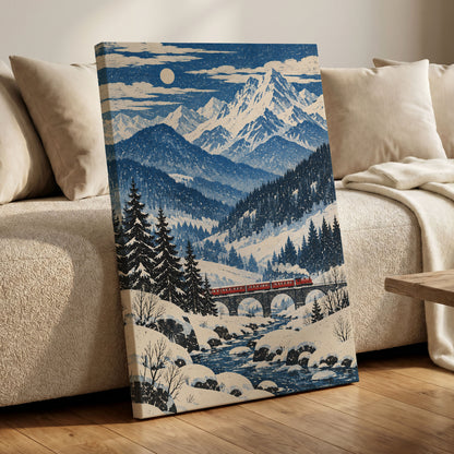 Snowbound Express, blue, white, beige nature wall art displayed in a styled interior, gallery view 7