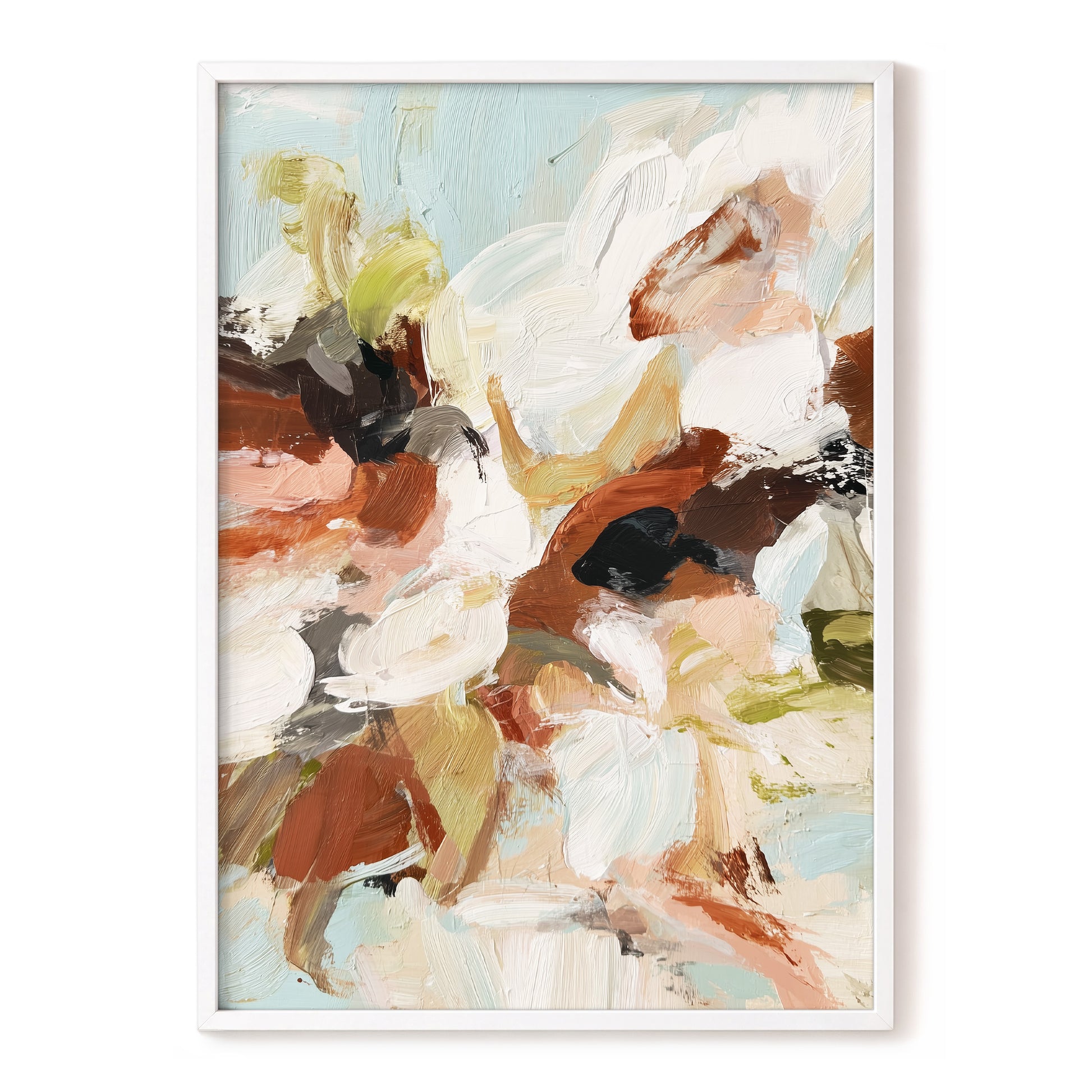 Soft Collision, black, beige, pink abstract wall art, front artwork view