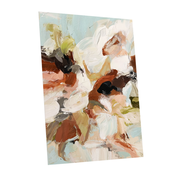 Soft Collision, black, beige, pink abstract wall art shown as a unframed poster wall art print