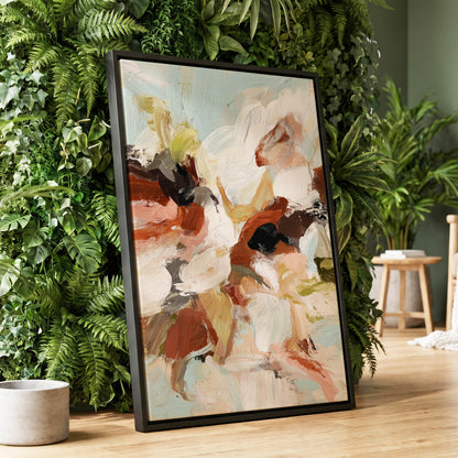 Soft Collision, black, beige, pink abstract wall art displayed in a styled interior, gallery view 4