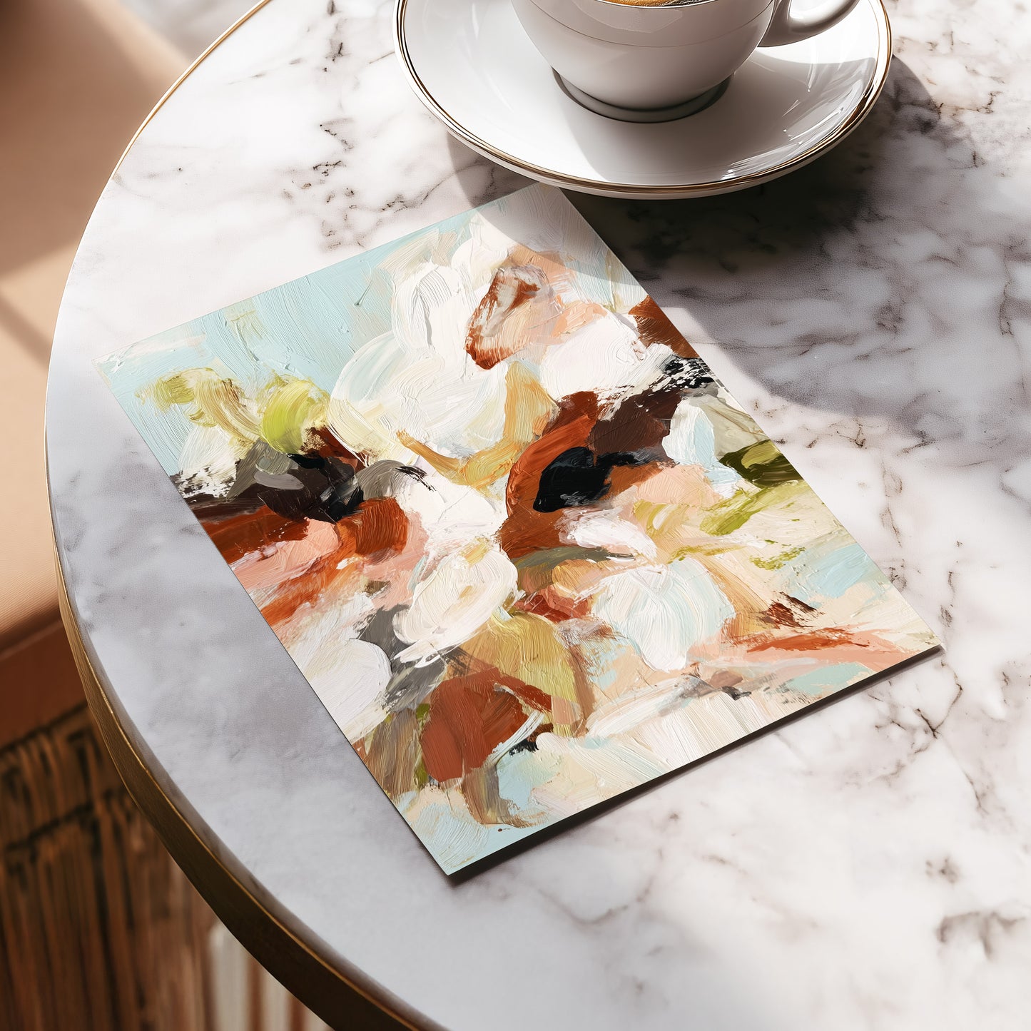 Soft Collision, black, beige, pink abstract wall art displayed in a styled interior, gallery view 5
