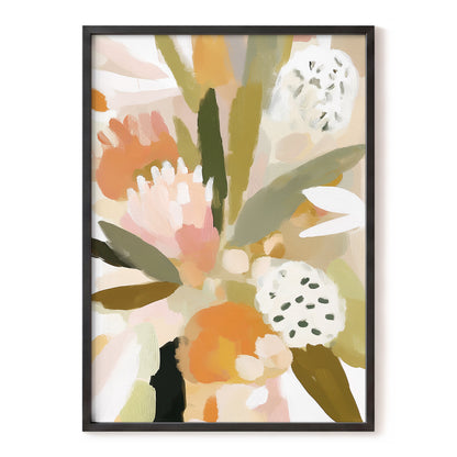 Soft Garden Tapestry, green, beige, pink floral wall art, front artwork view