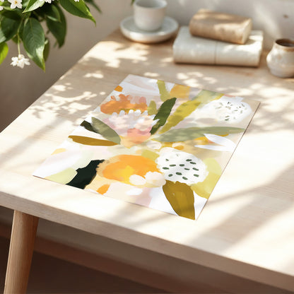 Soft Garden Tapestry, green, beige, pink floral wall art displayed in a styled interior, gallery view 5