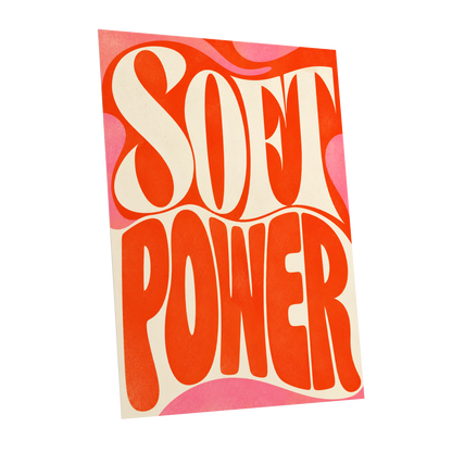 Soft Power Swirl, orange, beige, pink abstract wall art shown as a unframed poster wall art print