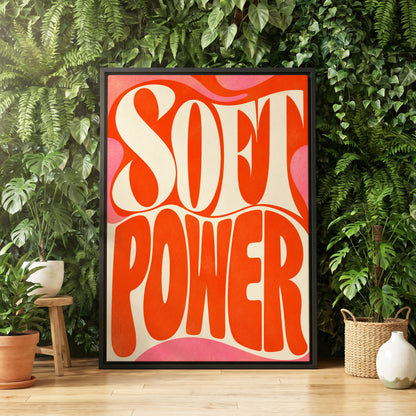 Soft Power Swirl, orange, beige, pink abstract wall art displayed in a styled interior, gallery view 4