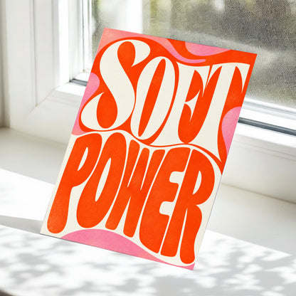 Soft Power Swirl, orange, beige, pink abstract wall art displayed in a styled interior, gallery view 5