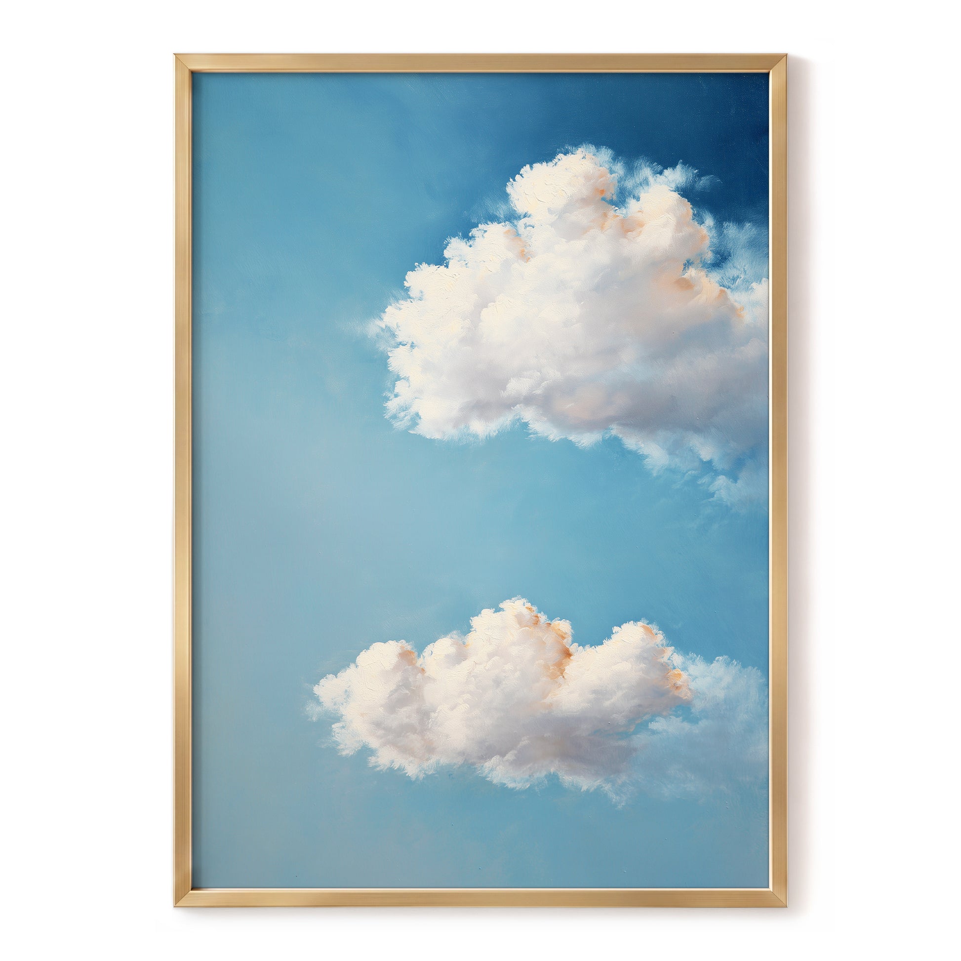 Soft Skies, Slow Clouds, blue, white, gray nature wall art, front artwork view