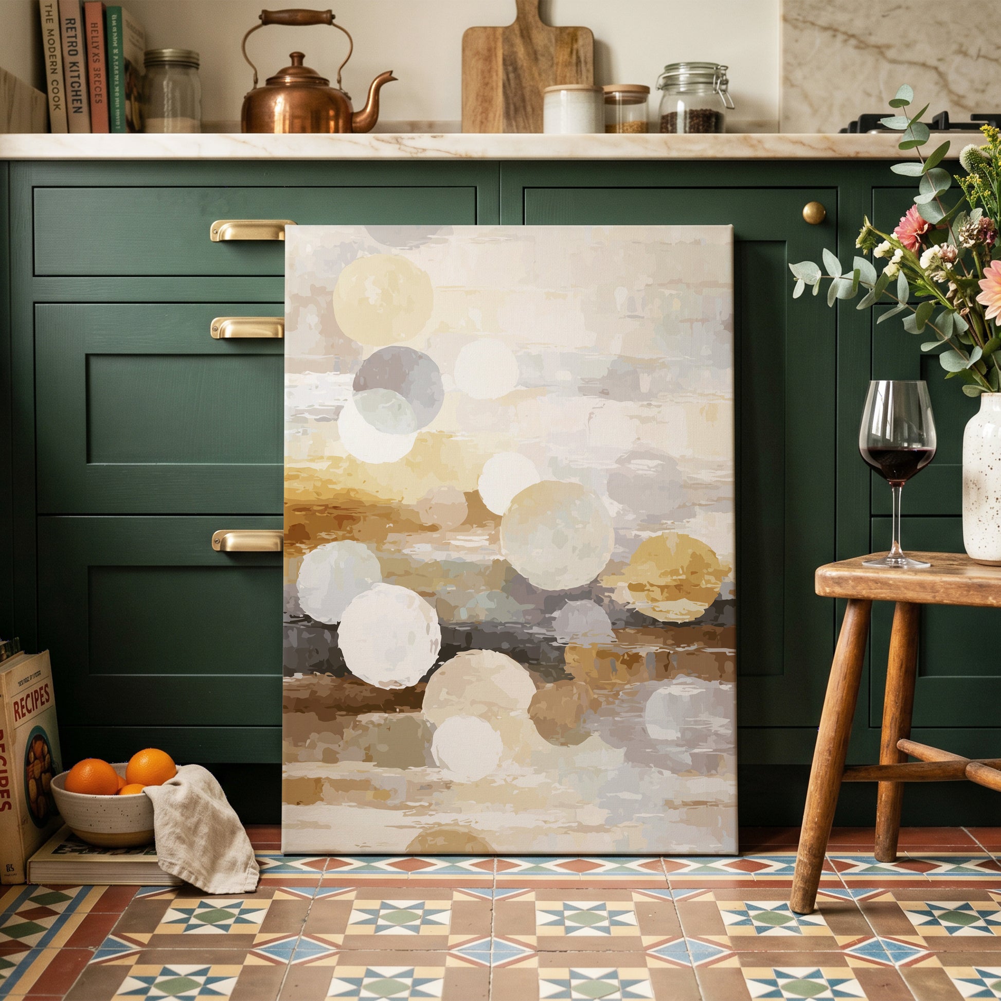 Soft Stone Drift Abstract – canvas wall art in a styled interior, gallery view 1