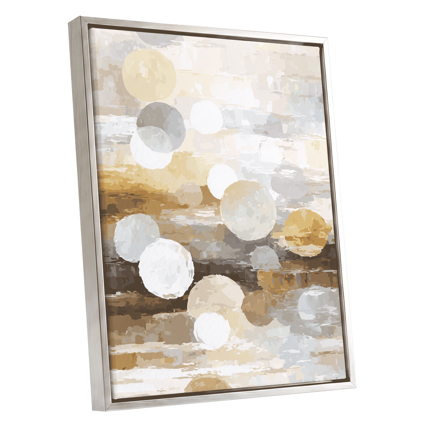 Soft Stone Drift Abstract – silver framed canvas option