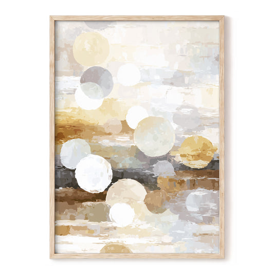 Soft Stone Drift Abstract – beige, gray, white minimalist wall art, front view