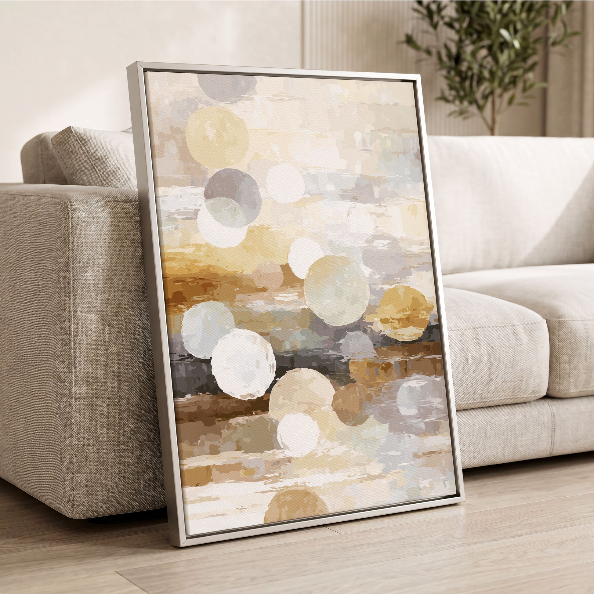 Soft Stone Drift Abstract – wall art displayed in a styled interior, gallery view 2