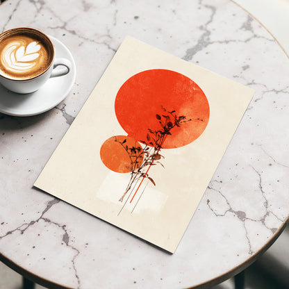 Solar Botanical Study, beige, red, orange nature wall art displayed in a styled interior, gallery view 3