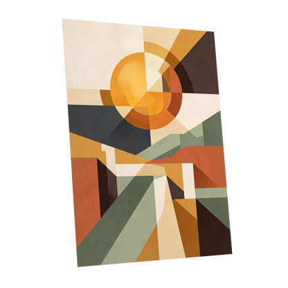 Solar Convergence, orange, beige, brown abstract wall art shown as a unframed poster wall art print