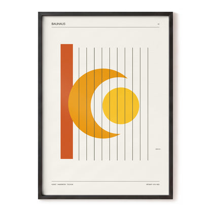 Solar Crescent Grid, beige, orange, yellow minimalist wall art, front artwork view