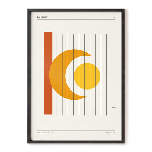 Solar Crescent Grid, beige, orange, yellow minimalist wall art, front artwork view