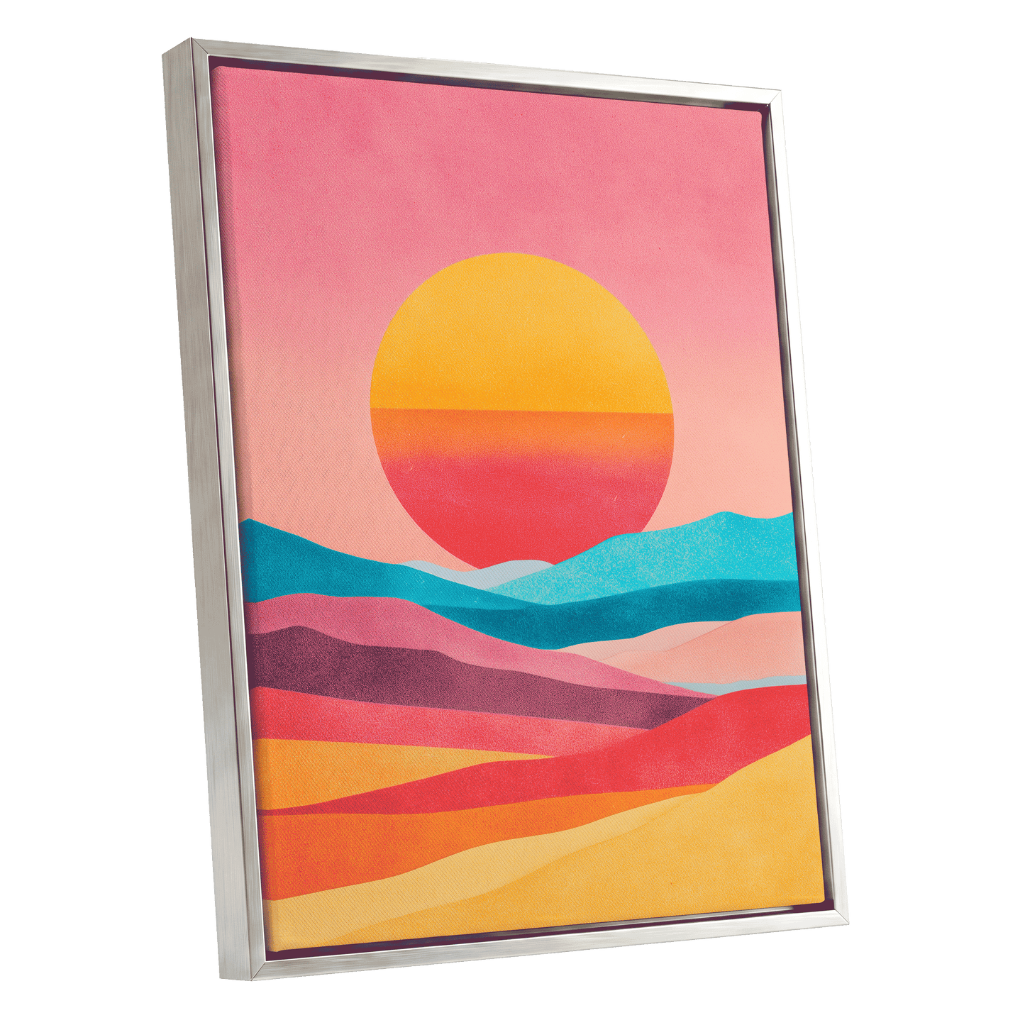 Solar Drift – silver framed canvas option