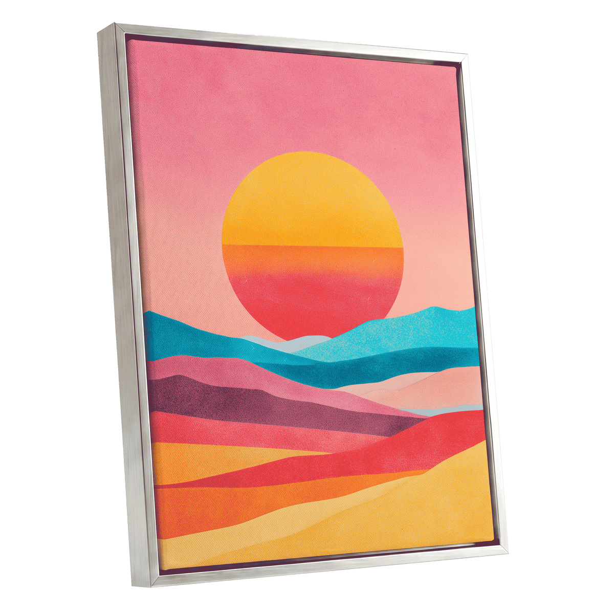 Solar Drift – silver framed canvas option