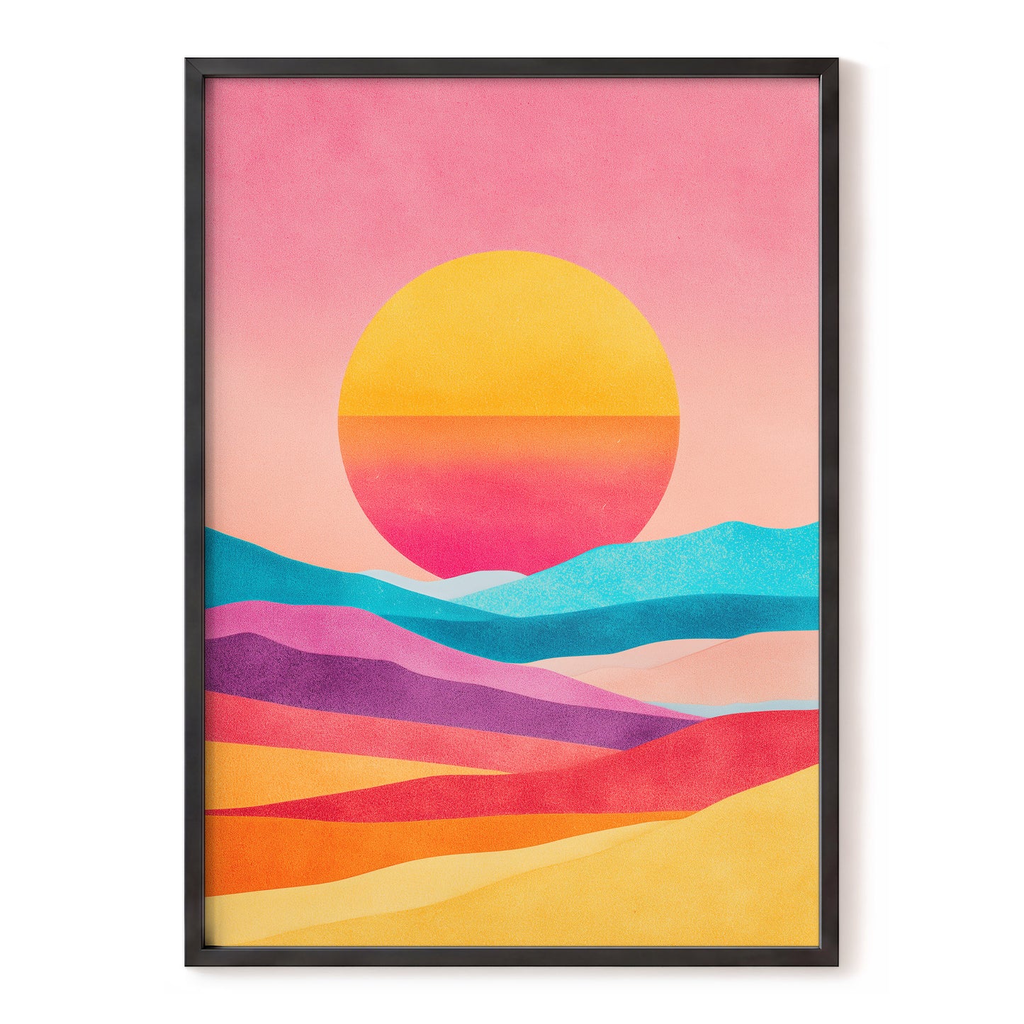 Solar Drift – pink, orange, yellow nature wall art, front view