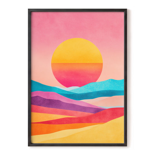 Solar Drift – pink, orange, yellow nature wall art, front view