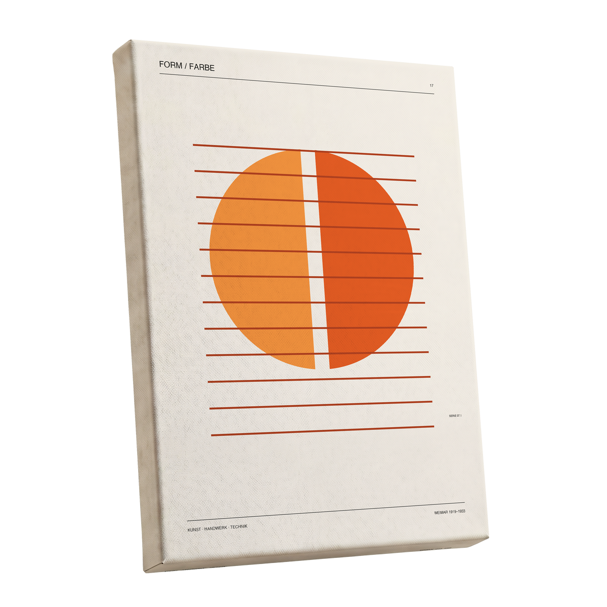 Solar Interval, beige, orange, brown minimalist wall art shown as a stretched canvas wall art