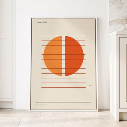 Solar Interval, beige, orange, brown minimalist wall art displayed in a styled interior, gallery view 1