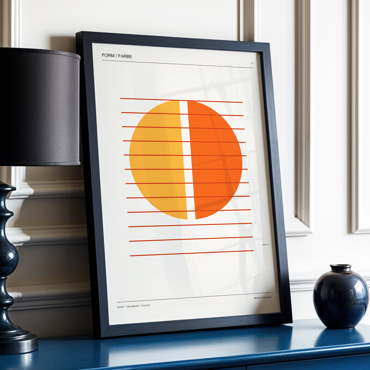 Solar Interval, beige, orange, brown minimalist wall art displayed in a styled interior, gallery view 2