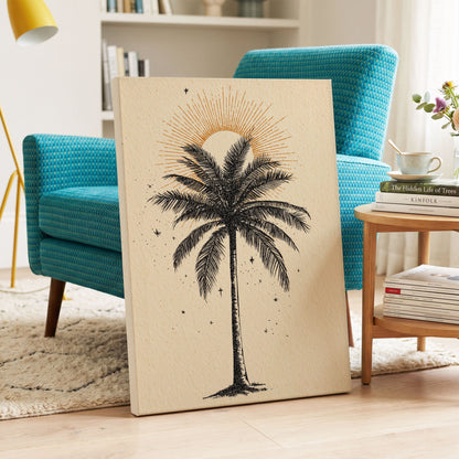 Solar Palm Reverie – canvas wall art in a styled interior, gallery view 2