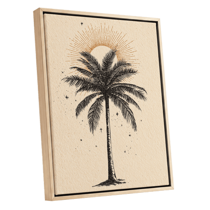 Solar Palm Reverie – oak framed canvas option